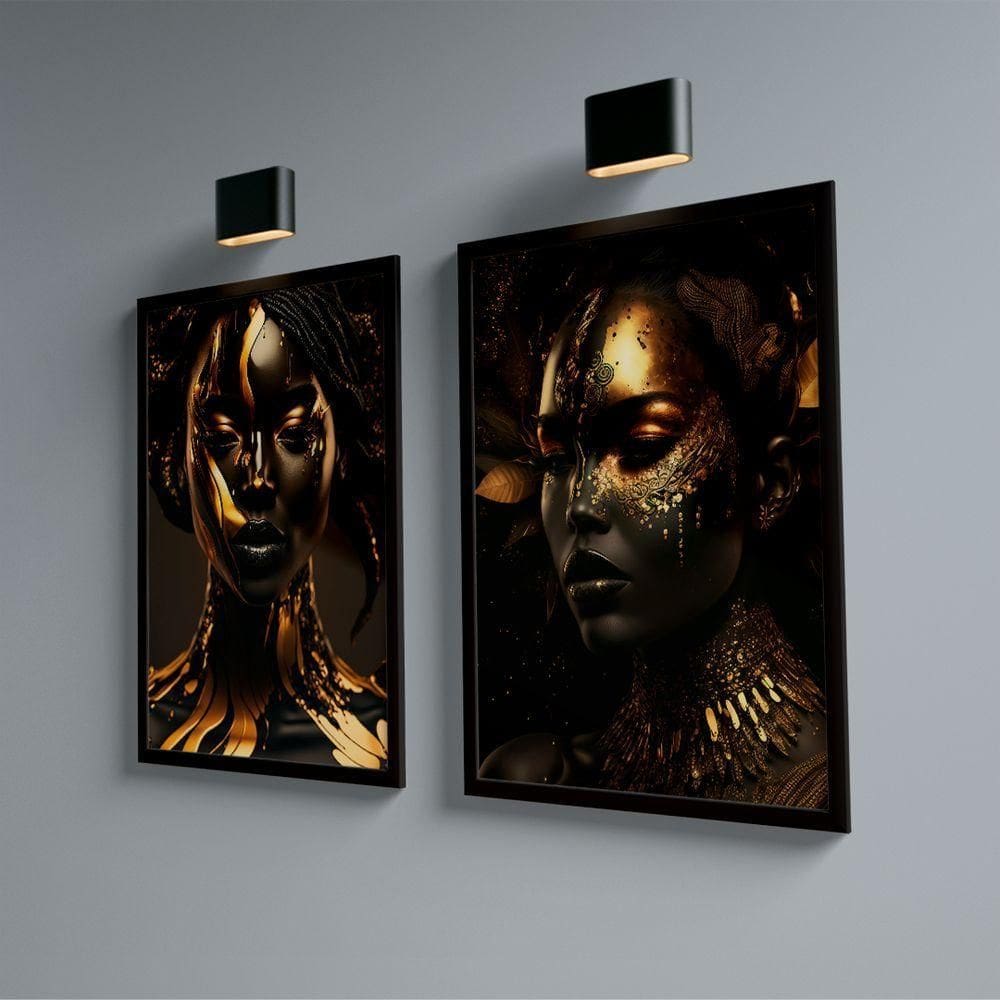 Quadro Dupla Negras Golden -- Br Artes