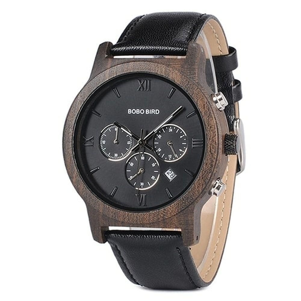 Relógio Masculino Bobo Bird Gp028 À Prova D`Água Preto