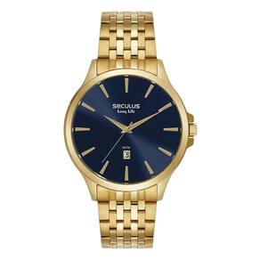 Relógio Seculus Masculino Ref: 44214gpsvda3 Clássico Dourado