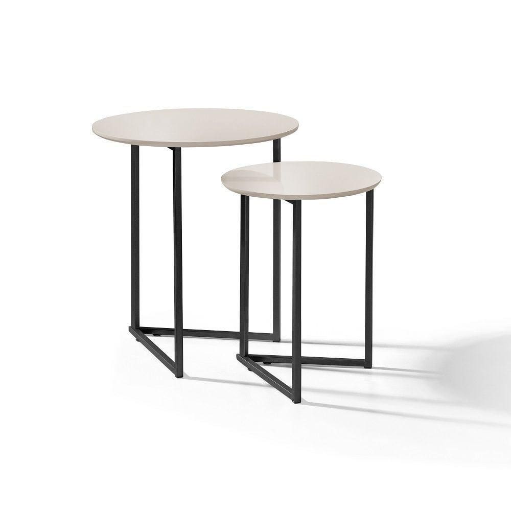 Mesa Lateral Jade Pé De Ferro Estilo Industrial Preto/off