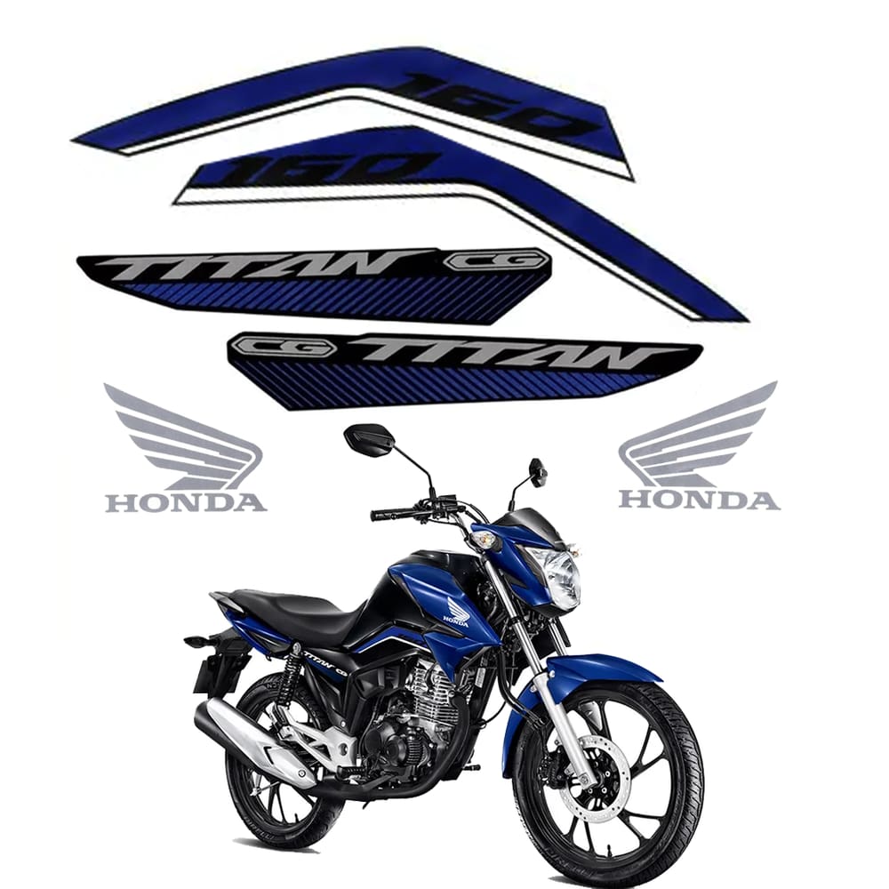 Jogo De Adesivos Faixa Honda CG Titan 160 2024 Azul
