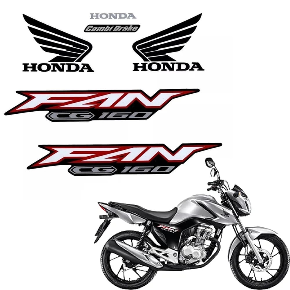 Jogo De Adesivos Faixa Honda CG Fan 160 2023 Prata