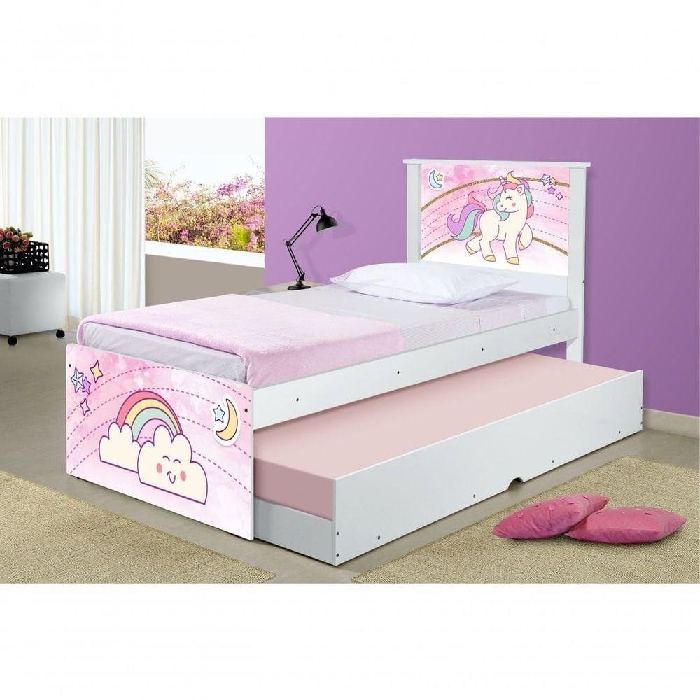 Cama Unicórnio Uni Com Auxiliar E Colchões