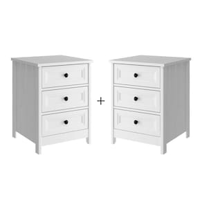 Mesa De Cabeceira Ditália 2 Un 3 Gavetas Dm-111 Branco