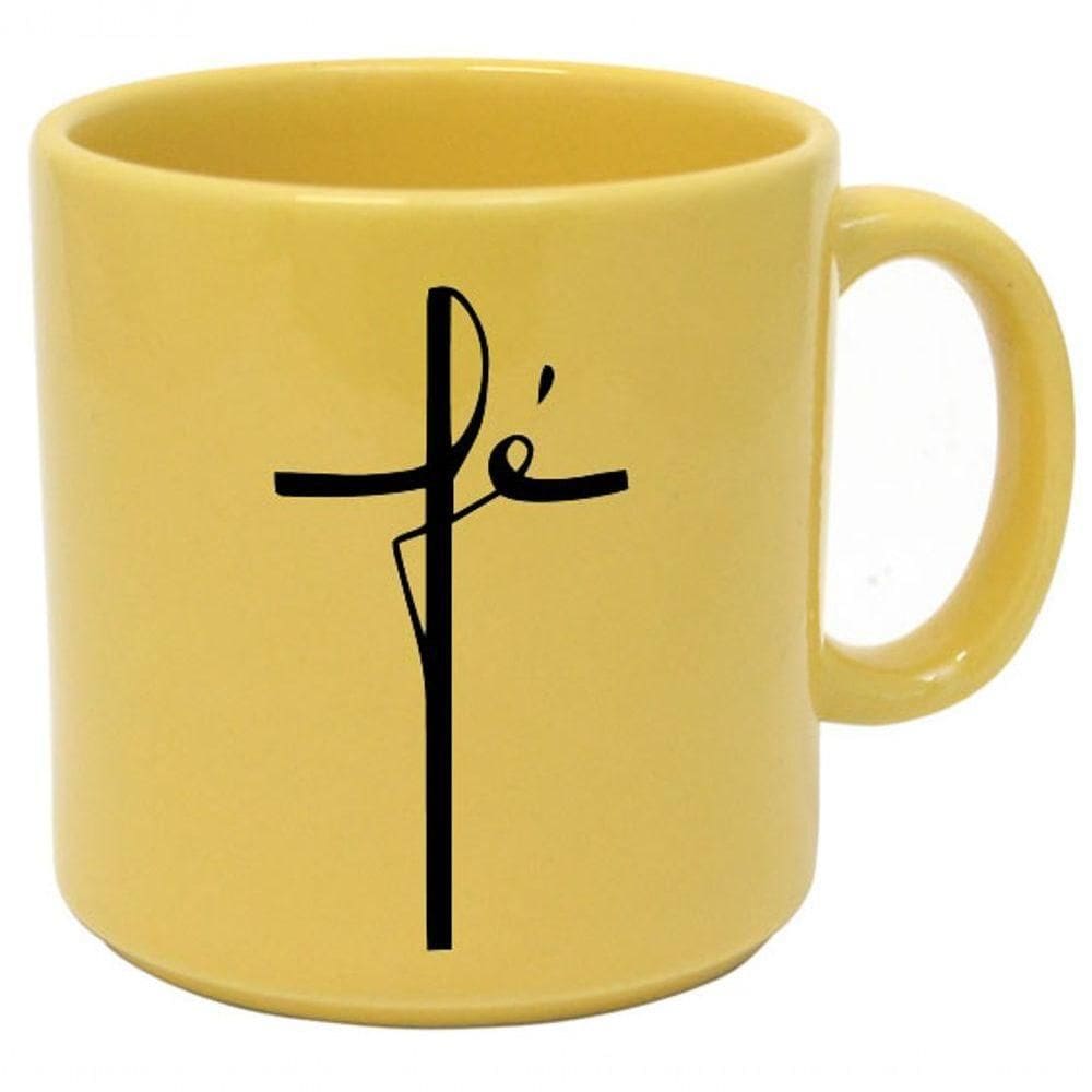Caneca Cristã Estampa Fé Feito Em Plástico Resistente Ideal