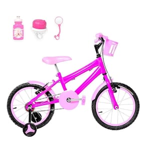 Bicicleta Infantil Feminina Aro 16 Alumínio Pink E Rosa