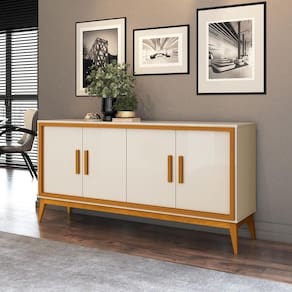 Buffet Aparador Com 4 Portas 160cm Offwhite/Cedro