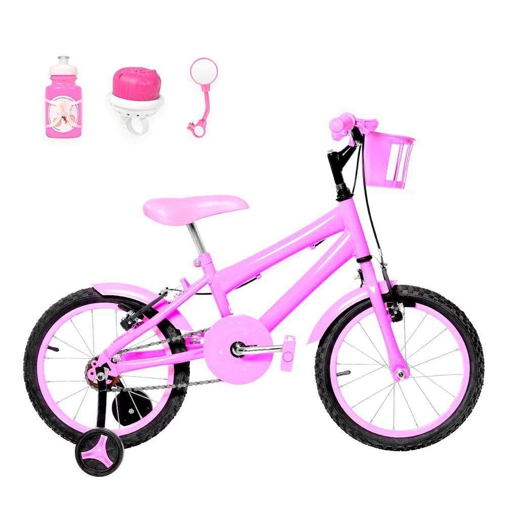Bicicleta Infantil Feminina Aro 16 Alumínio Rosa