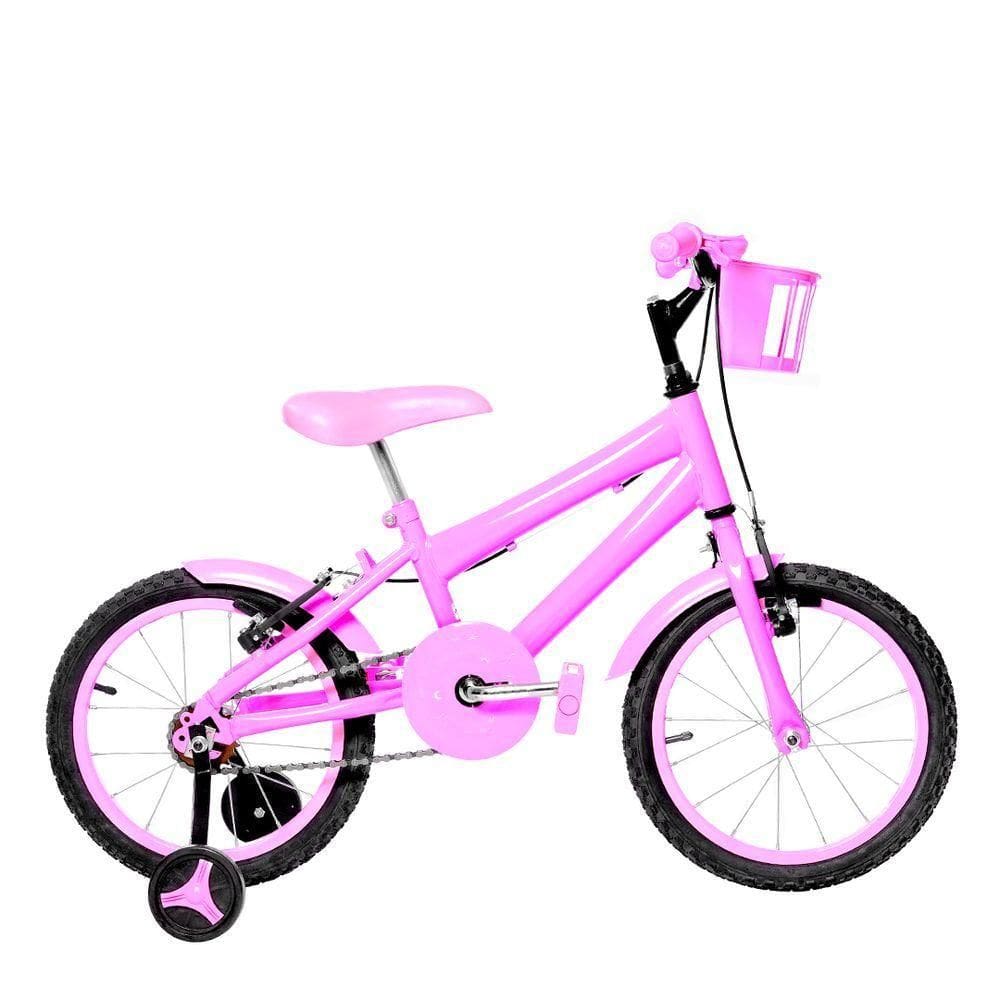 Bicicleta Infantil Feminina Aro 16 Alumínio Colorido Rosa