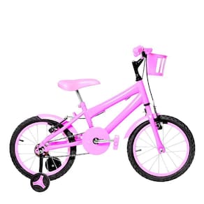 Bicicleta Infantil Feminina Aro 16 Alumínio Colorido Rosa