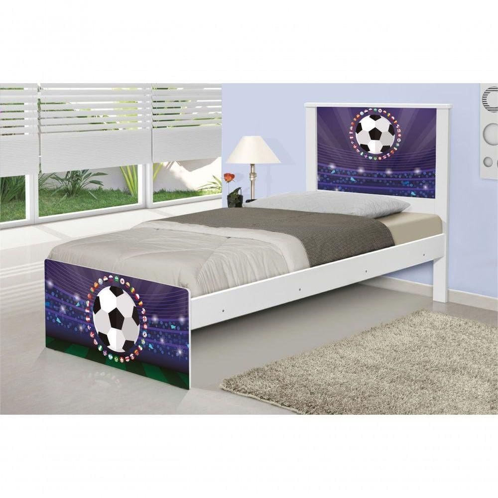 Cama Solteiro Adesivada Futebol Estádio Com Colchão