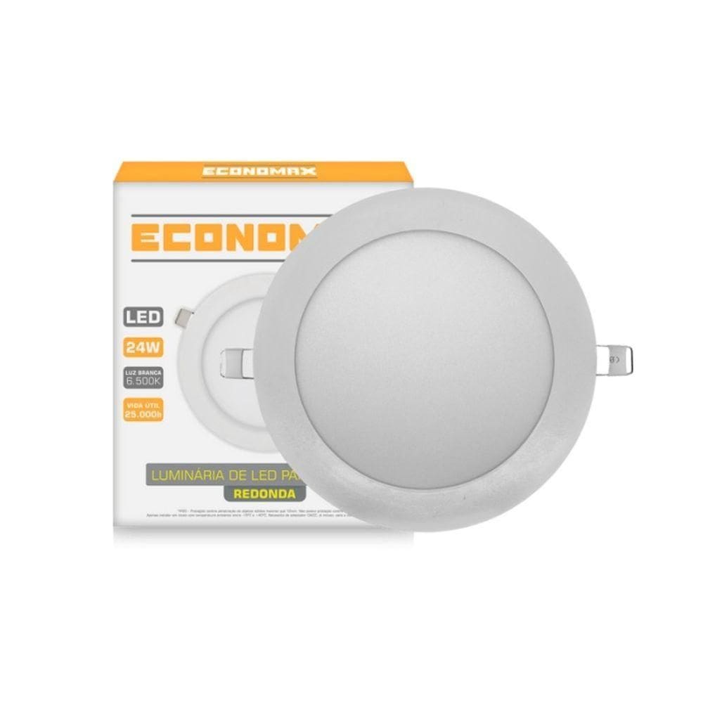 Kit 5 Painéis Led Embutir 24w Redondo Branco Frio Bivolt