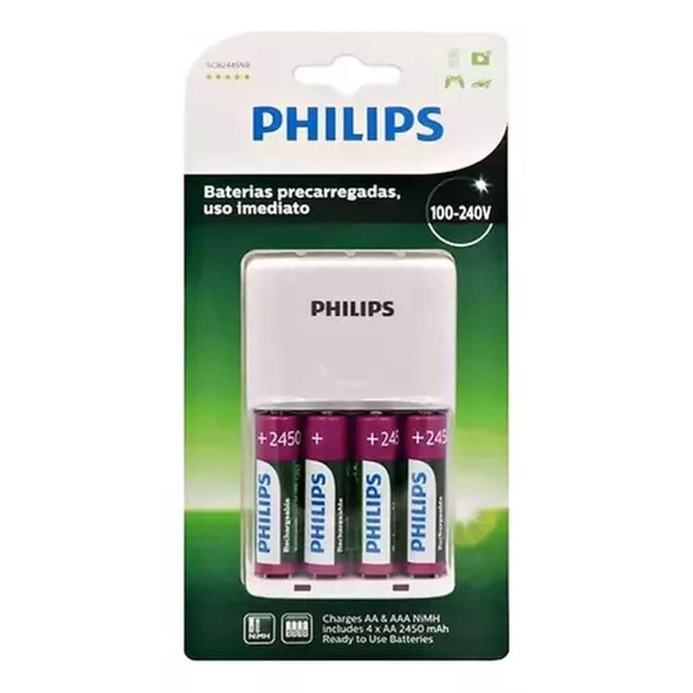 Carregador De Pilhas Com 4 Pilhas AA De 2450mah - Philips