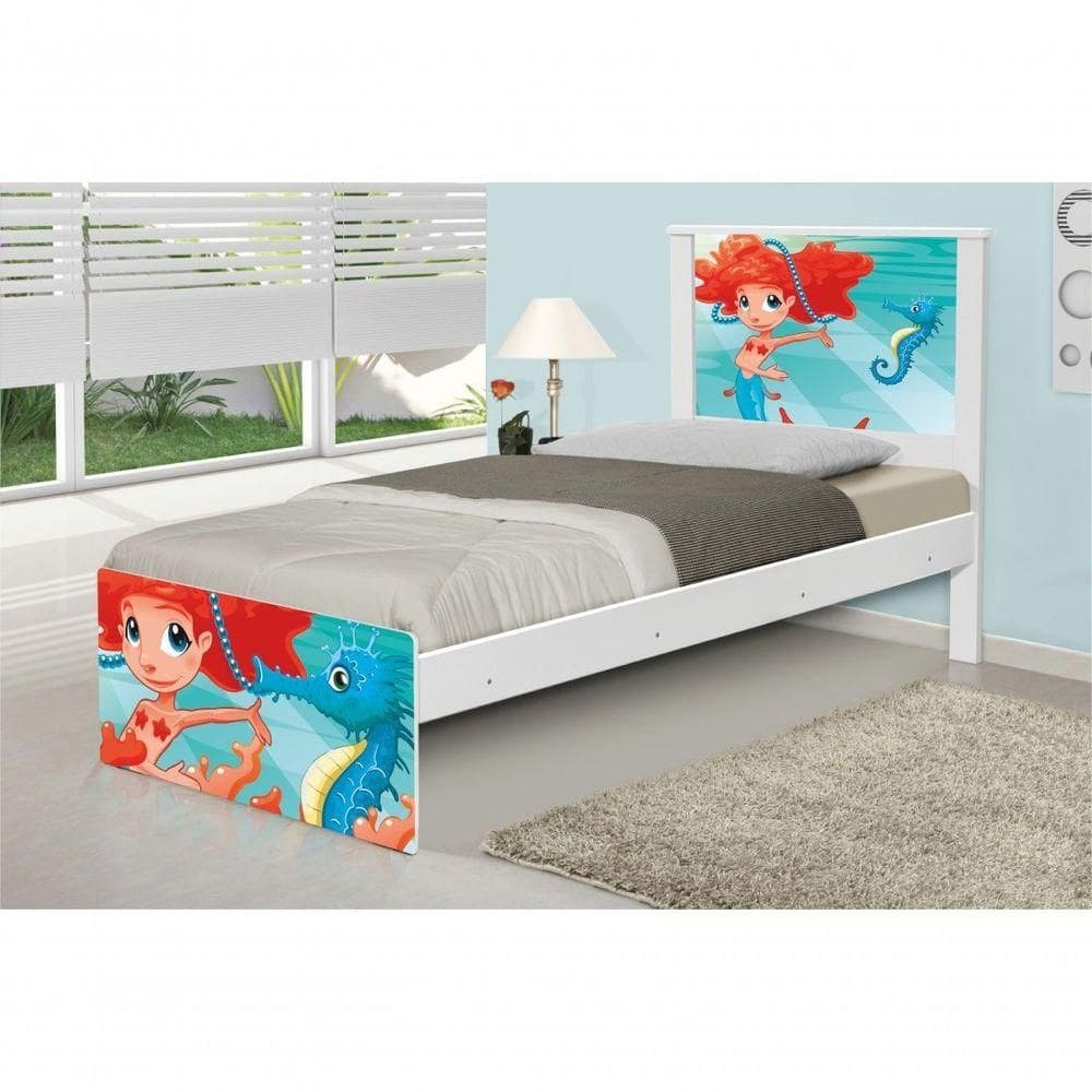 Cama Solteiro Sereia Ruiva Com Colchão