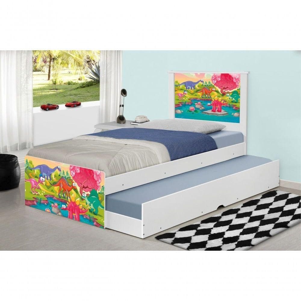 Bicama Juvenil Adesivada Dinossauros Coloridos