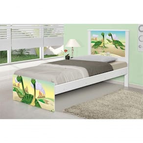 Cama Solteiro Adesivada Casal Dinossauros