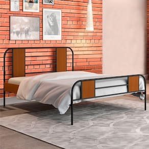 Cama Iron Casal Vintage Preto Canela