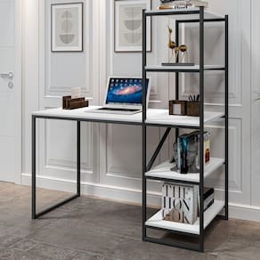 Mesa Industrial Para Escritório Frist Preto E Branco