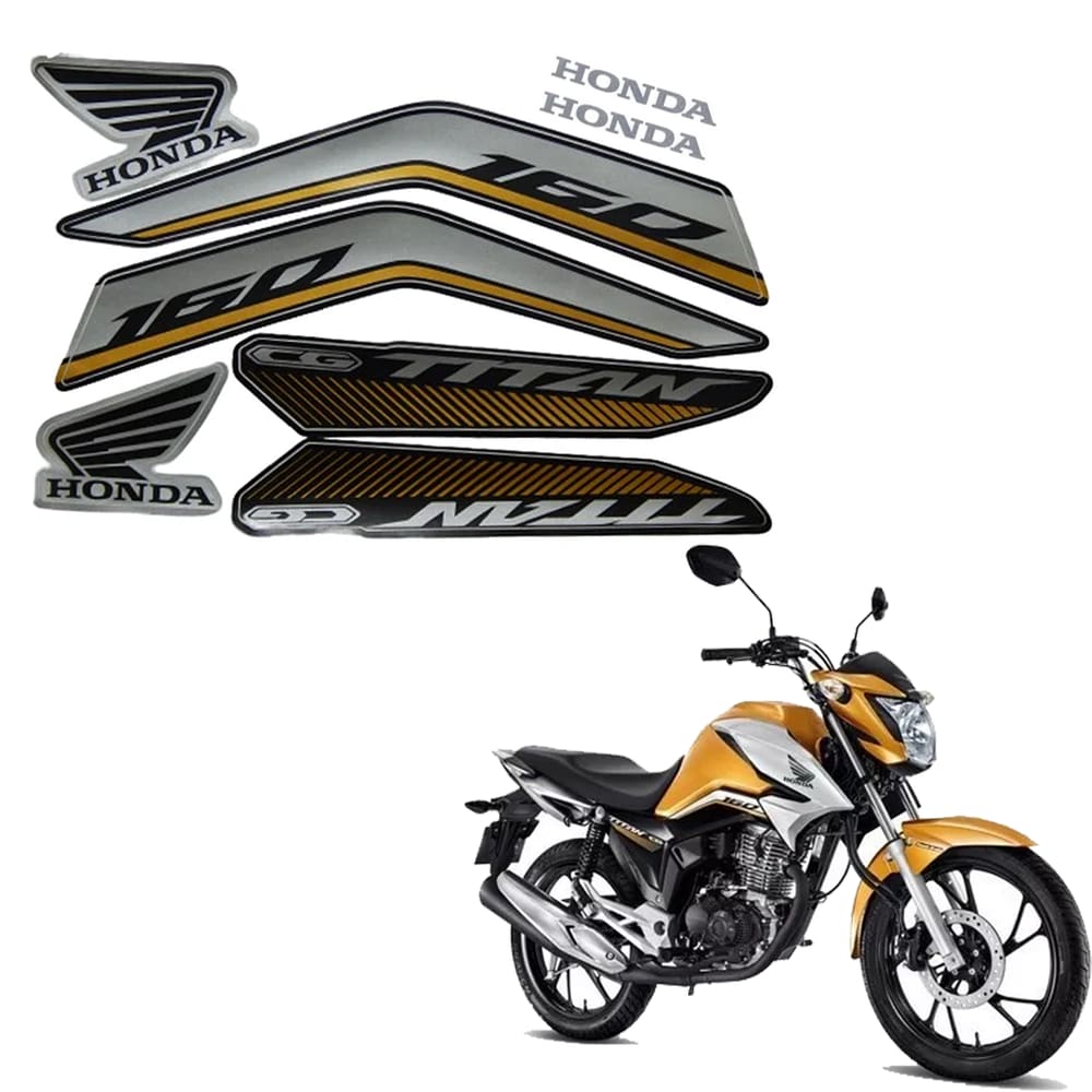 Jogo De Adesivos Faixa Honda CG Titan 160 2022 Amarelo