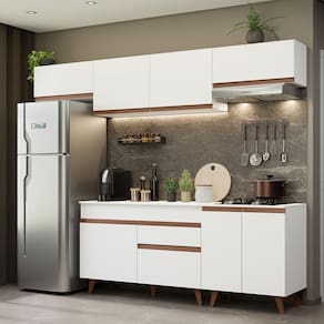 Armário De Cozinha Completa 260cm Branco Reims 10 Branco