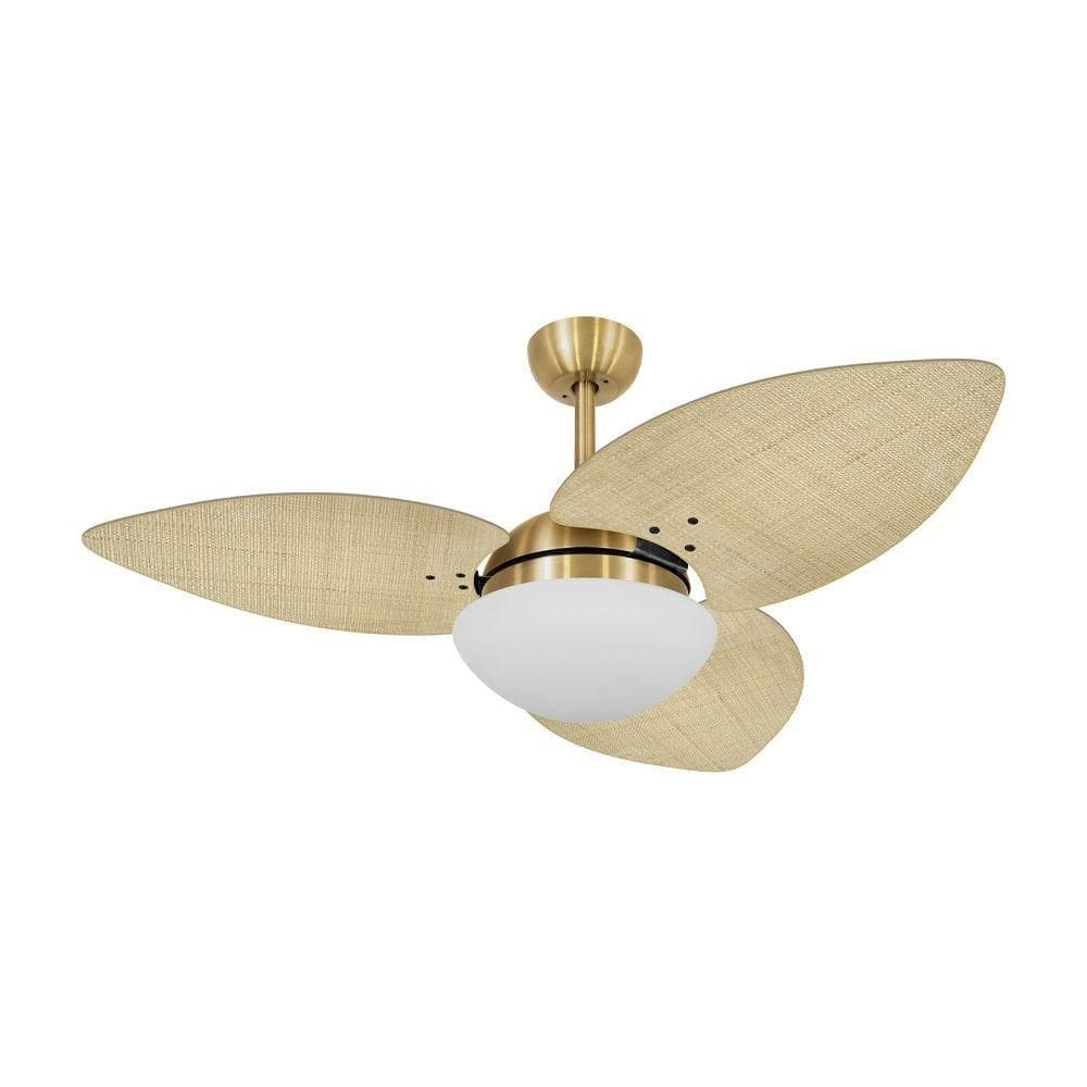 Ventilador De Teto Dourado 3 Pás Palmae Natural 127V
