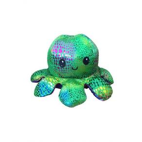 Polvo Reversível Pelúcia Brilho Rosa/Verde Feliz/Bravo 17Cm
