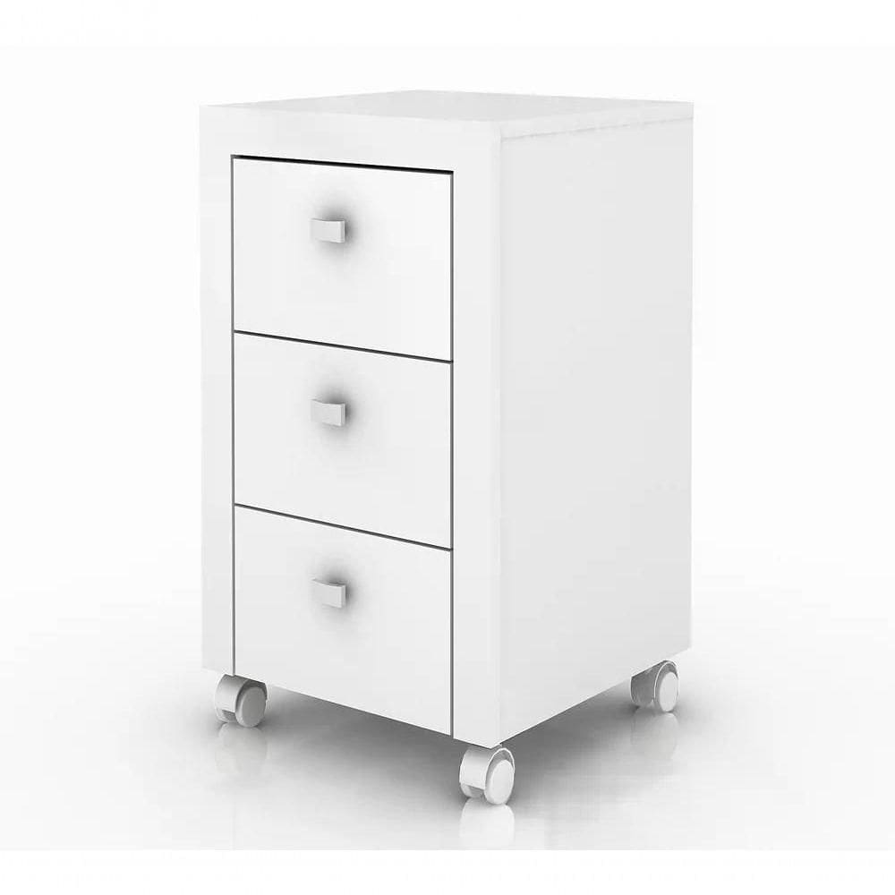 Gaveteiro Para Escritorio 03 Gavetas Me4108 Branco Branco