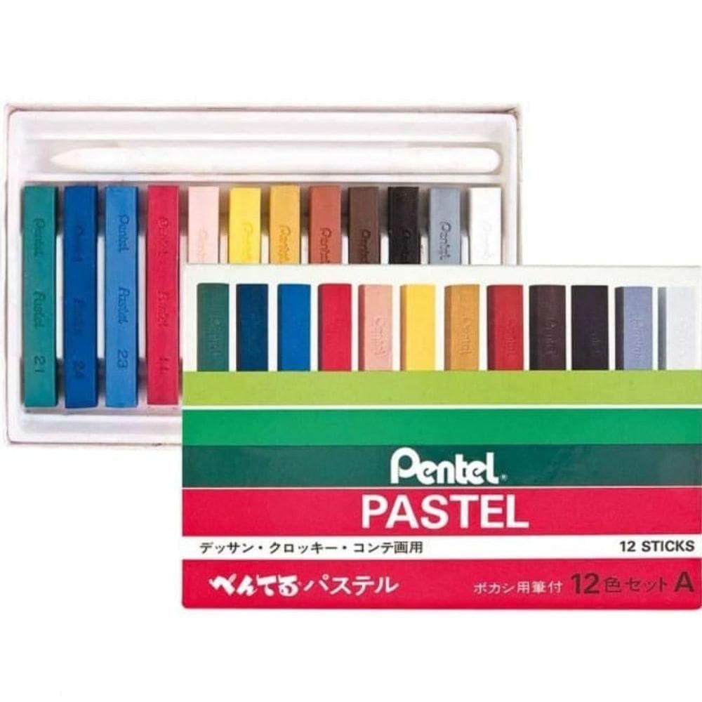 Giz Pastel Seco 12 Cores - Pentel