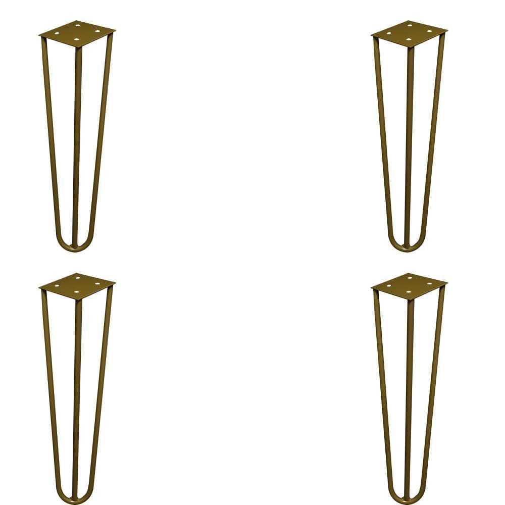 Kit 4 Pés De Metal 25 Cm Hairpin Legs Rack E Puffs Dourado