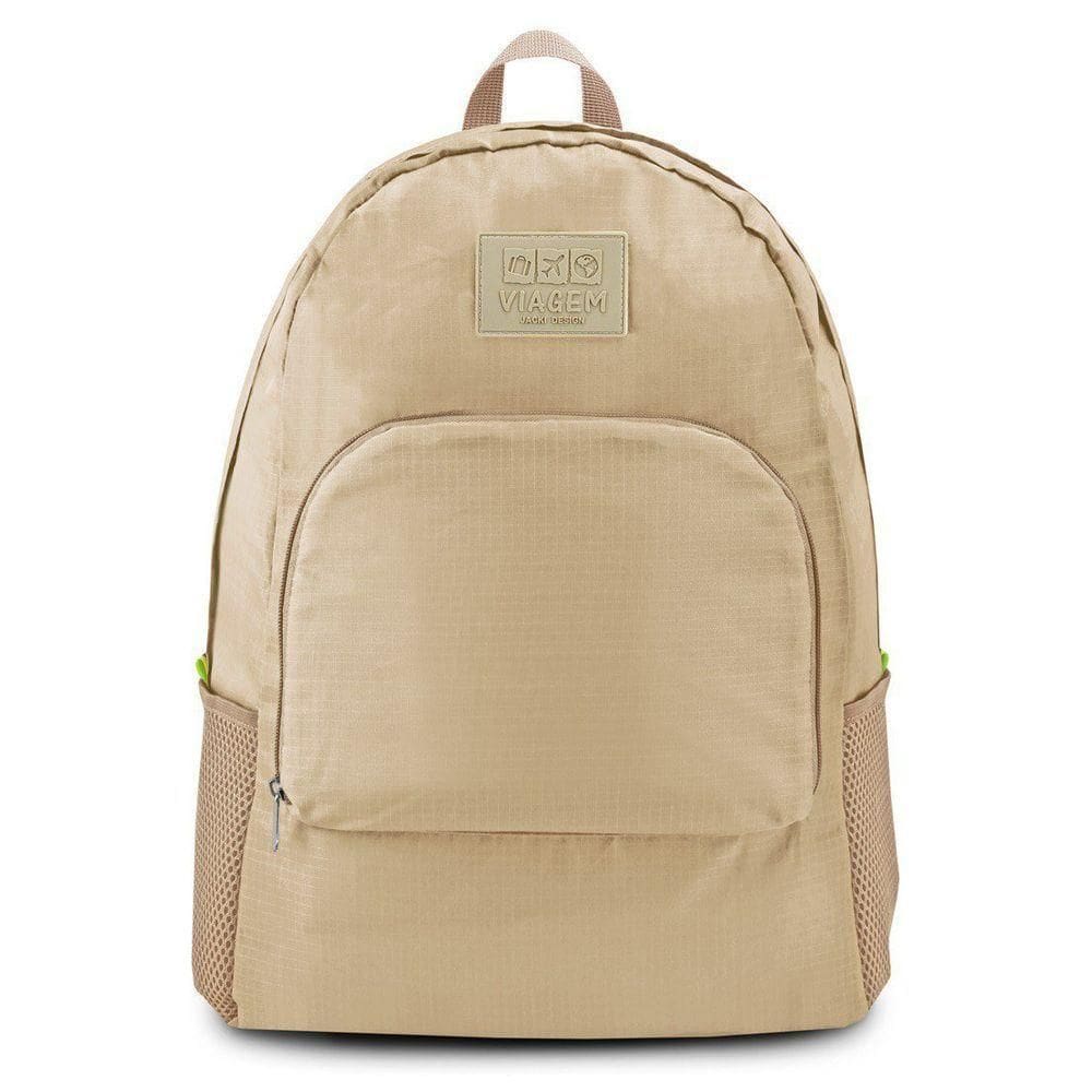 Mochila Dobrável Para Viagem Estampa Lisa Jacki Design Creme