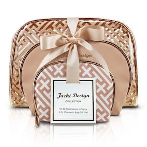 Kit De Necessaire Com 3 Peças Diamantes Jacki Design Dourado