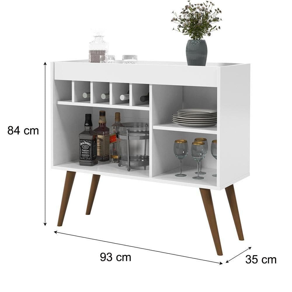 Aparador Buffet Adega Sala New Odin Pés De Madeira Branco