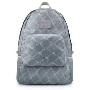 Mochila Dobrável Para Viagem Estampa Listrada Jacki Design Cinza