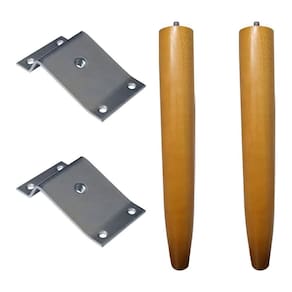 2 Pés Palito Madeira 30Cm E 2 Chapinhas Aço Inclinada 15º Mel/Zincado G75 / G59 - Gran Belo