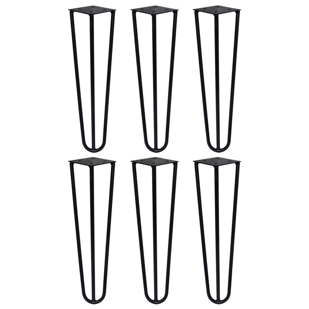 Kit 6 Pés De Metal 25 Cm Legs Mesas De Centro Puffs Preto