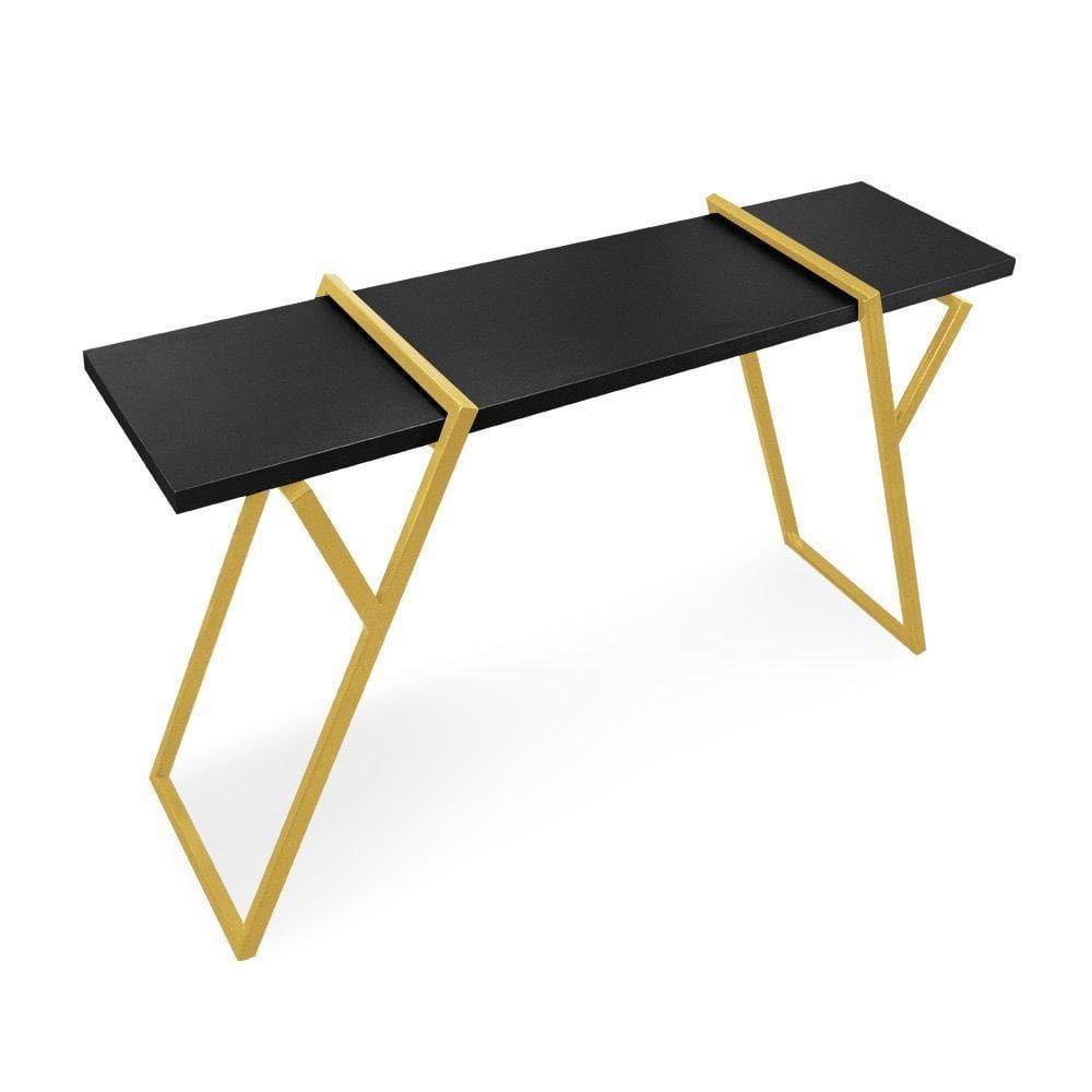 Aparador Brooklyn Preto Base Metálica Dourado D`rossi