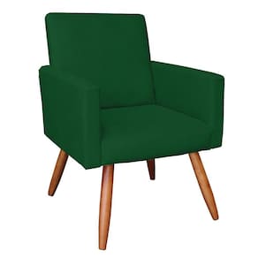 Poltrona Larissa Suede Verde Pés Palito Castanho