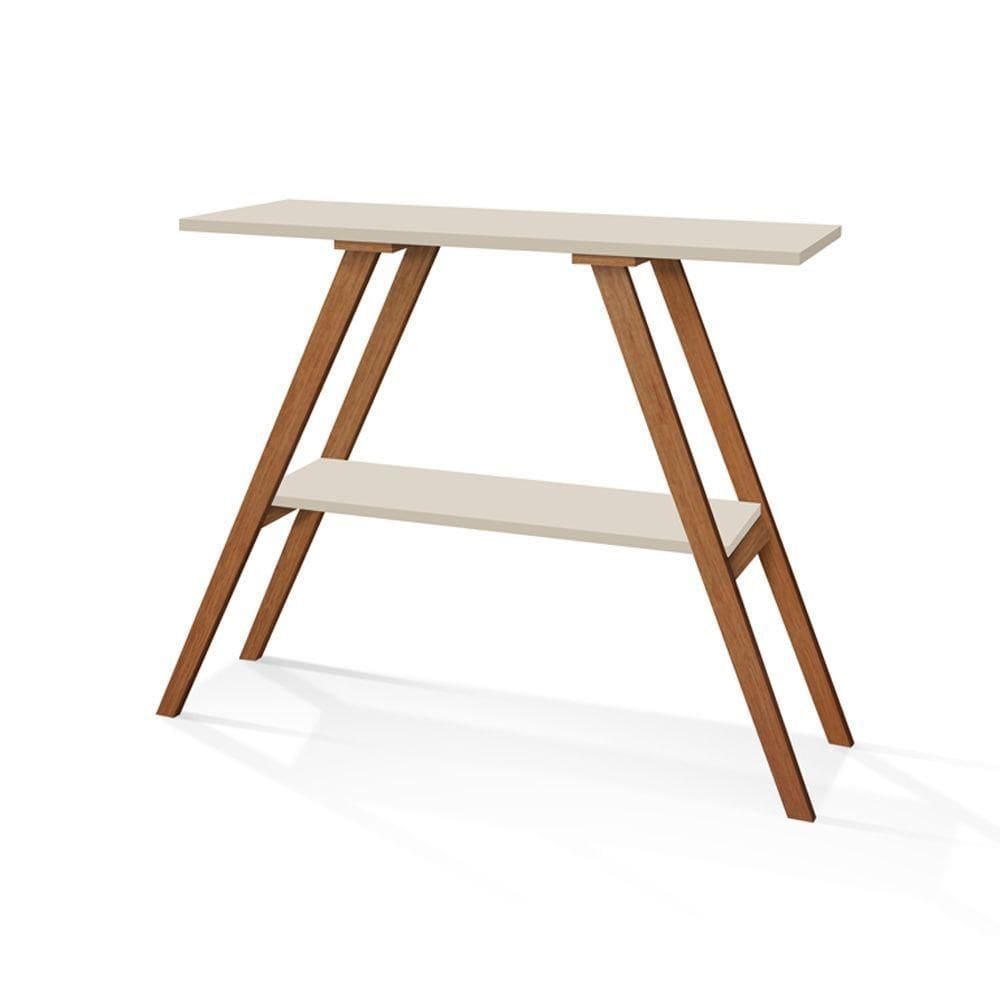 Aparador Moderno Sala Cantinho Do Café Pés Em Madeira Off White - Cor: Off White