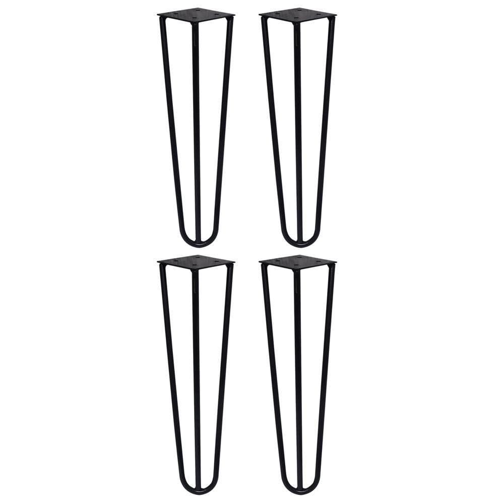 Kit 4 Pés De Metal 25 Cm Mesas De Centro Puffs Preto