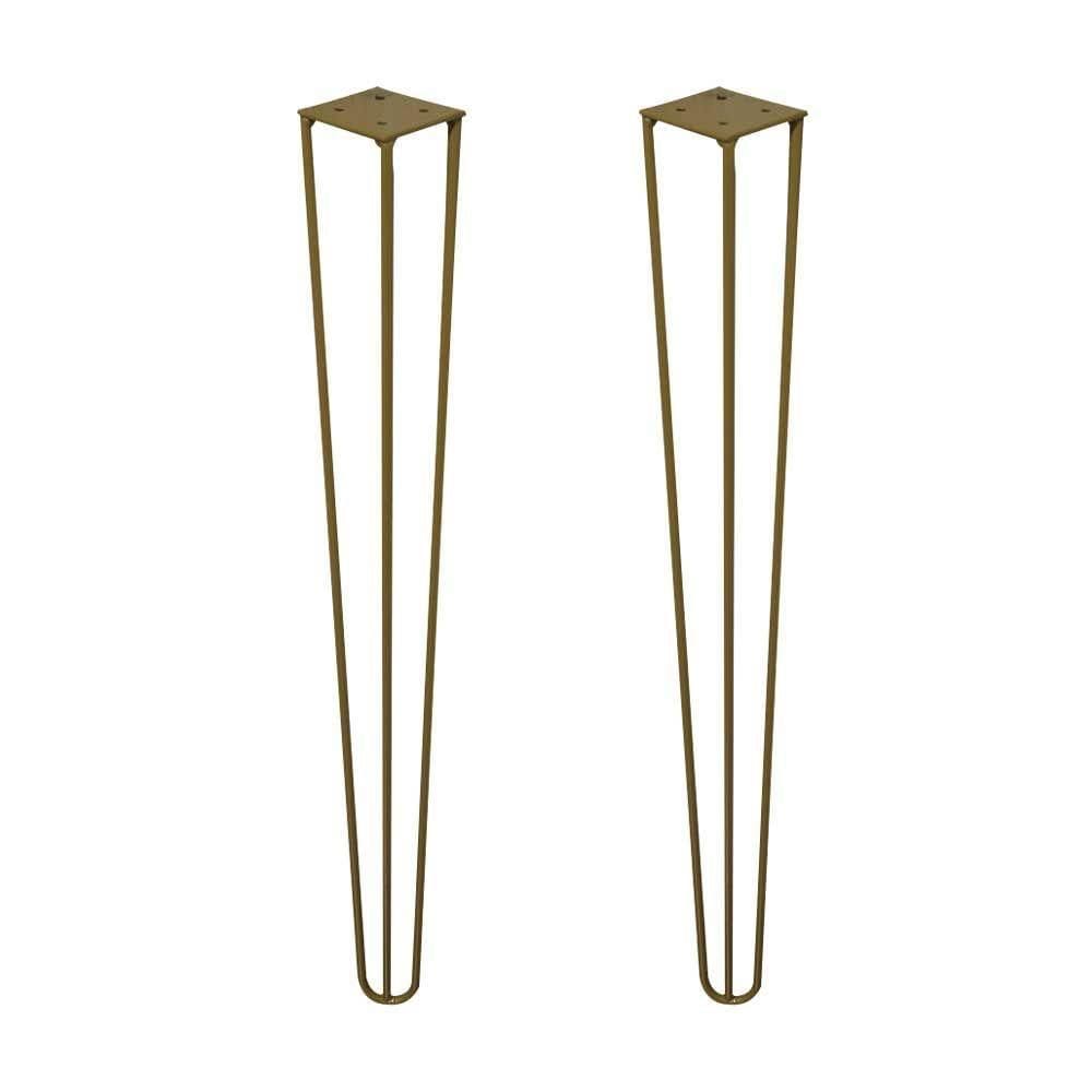 Kit 2 Pés De Metal 60 Cm Mesa De Canto Aparador Dourado