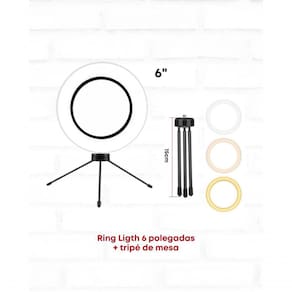 Ring Light 6" De Mesa + Tripé Iluminador Arco De Led
