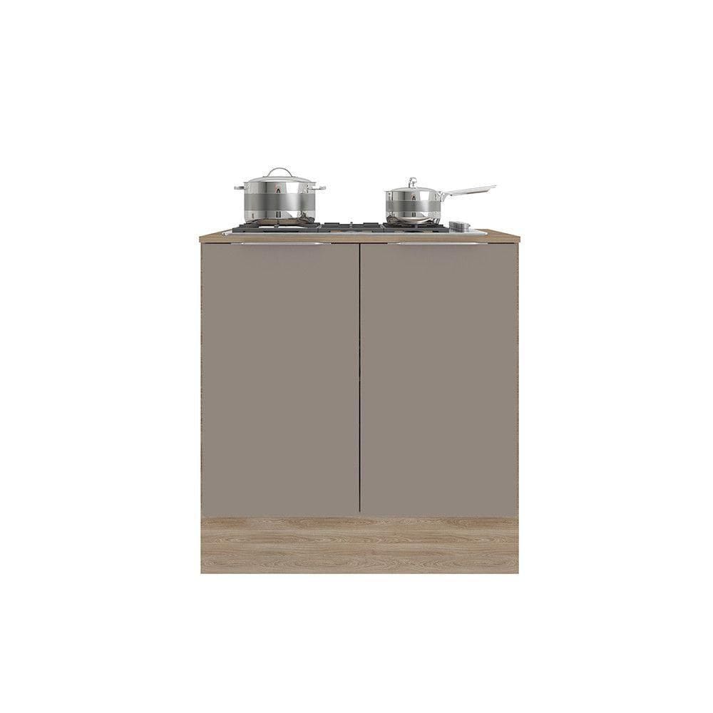 Balcão Com Tampo 2 Portas 80 Cm Ferrara Poliman Carvalho Oak E Fume