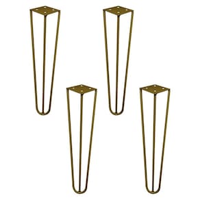 Kit 4 Pés De Metal 30 Cm Mesa De Canto Rack E Puffs Dourado