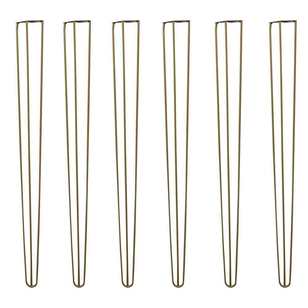 Kit 6 Pés De Metal 90 Cm Aparador E Mesa De Canto Dourado