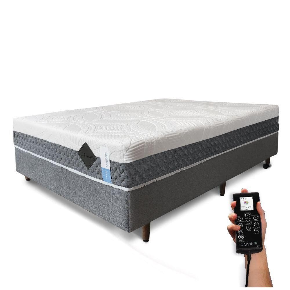 Colchão De Látex Articulado Cinza Box Casal 138x188cm