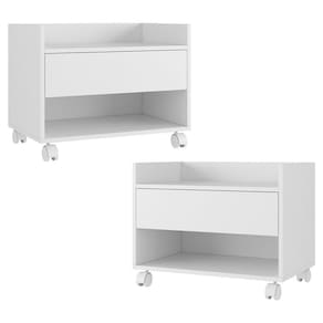 Kit 02 Gabinetes Armário Banheiro Multiuso Ivy 60cm 100% Mdf Bp Com 01 Gaveta Branco - Desk Design