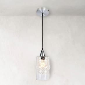 Lustre Pendente Taschibra Cristal Ali Liso E27 Transparente Bivolt Prata