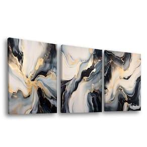 Conjunto De Quadros Trio Abstract Black Gold -- Br Artes