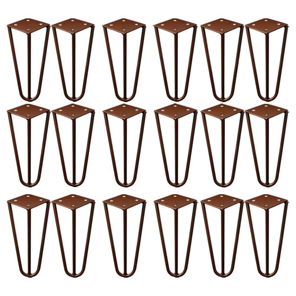 Kit 18 Pés De Metal 15 Cm Mesas De Centro Puffs Bronze