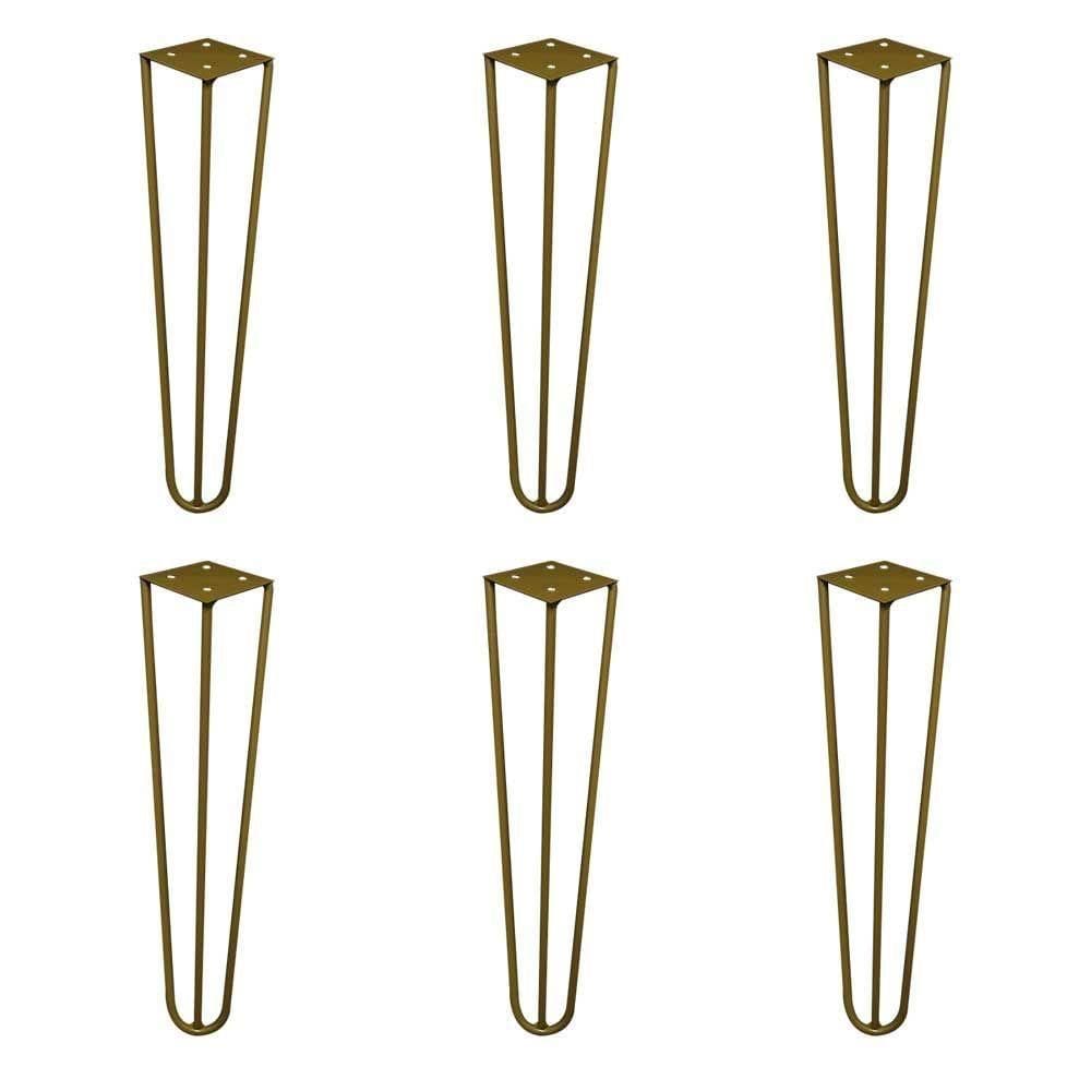 Kit 6 Pés De Metal 30 Cm Mesa De Canto Rack E Puffs Dourado